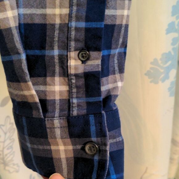 Old Navy Blue + Grey Slim Fit The Oxford Shirt Sz XL - Picture 4 of 9